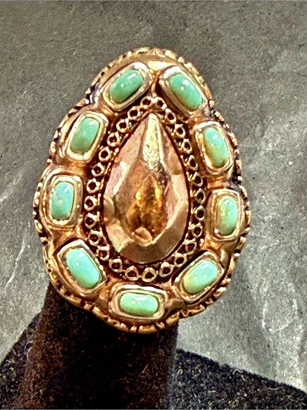 Barse 925 Silver & Turquoise Statement Ring Size 8.5
